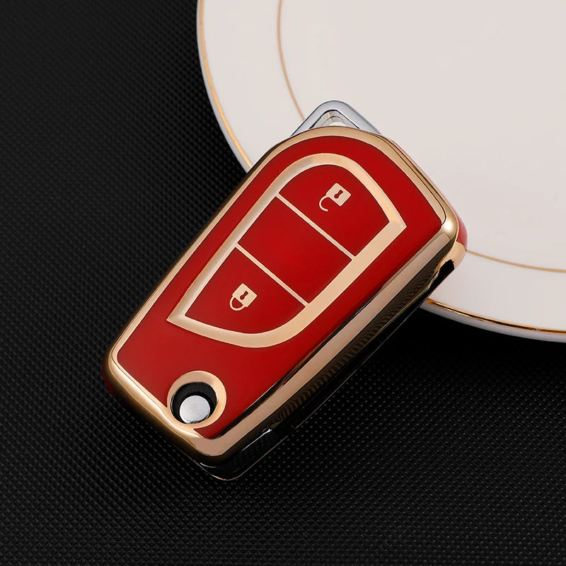 2/3 Button Soft TPU Car Key Cover Case Auto Shell Holder Protector Fob for Toyota Aygo Yaris Highlander Camry RAV4 Keychain