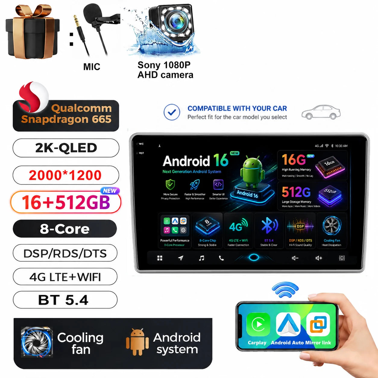 Car Radio Android 15 For Chevrolet Silverado GMC Sierra 2014 2015 2016 2017 2018 5G WIFI Viedo Player DSP Wireless RDS QLED IPS