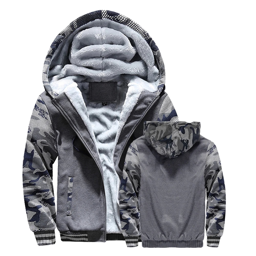 Men's Fleece-Lined Hooded Winter Jacket