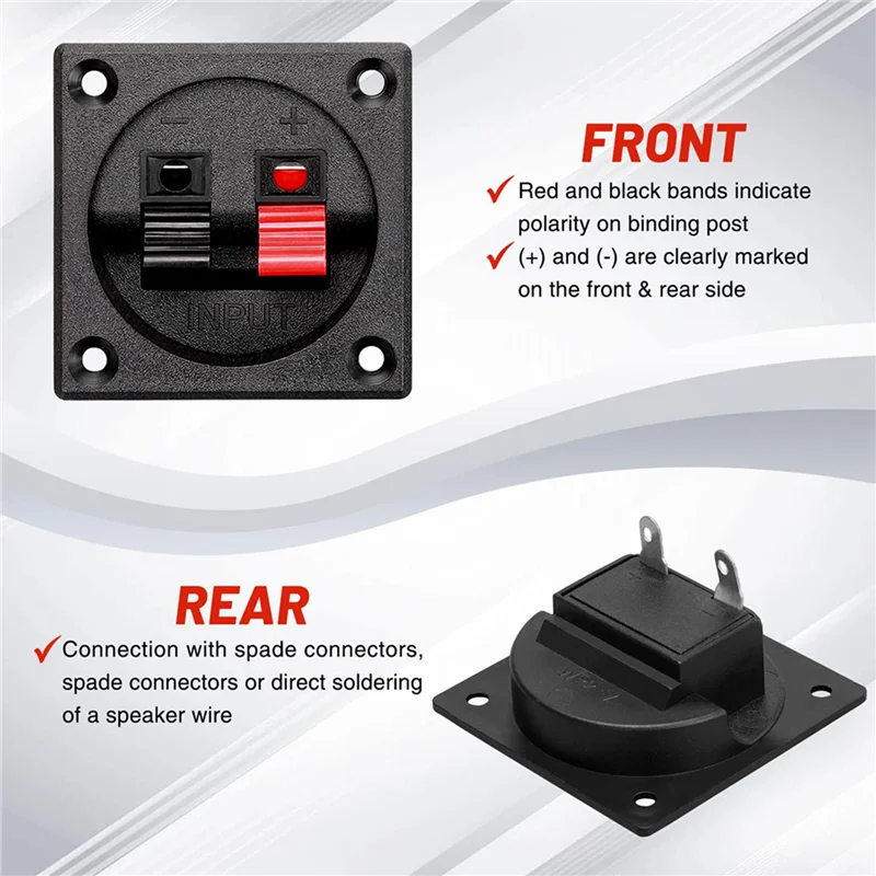 APPLIA-12PCS Speaker Box Terminal Cup, Spring Square Subwoofer Box Terminal Binding Post Connector For DIY Home Car Speaker