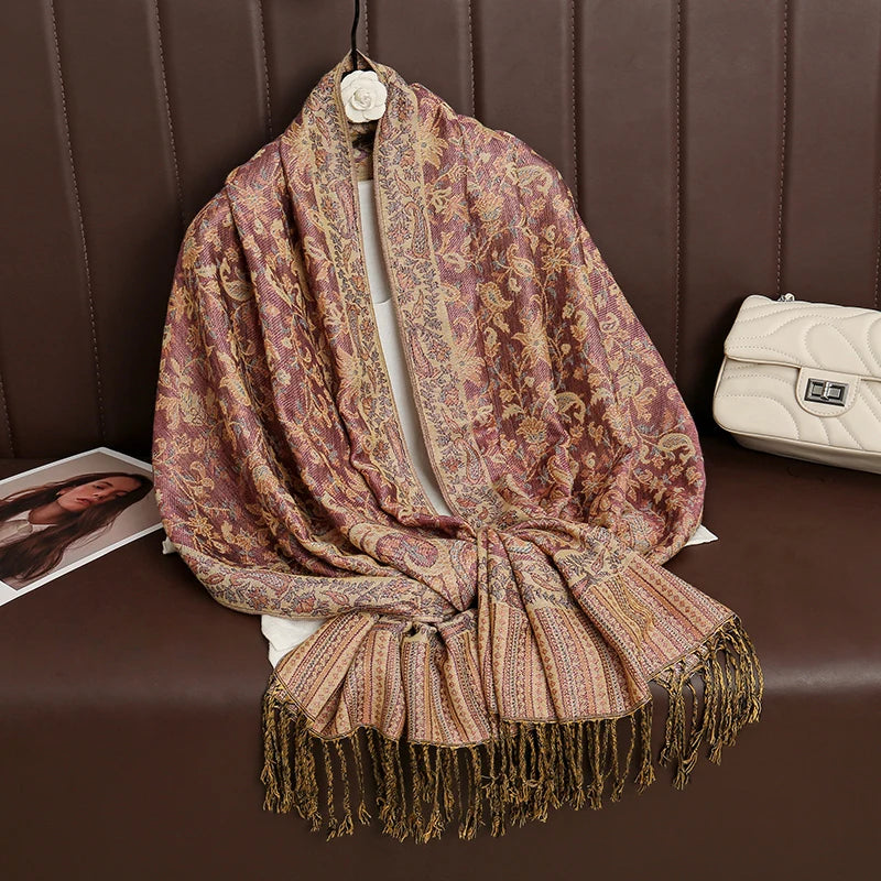 Women's Printed Pashmina Shawl, Soft Winter Scarf