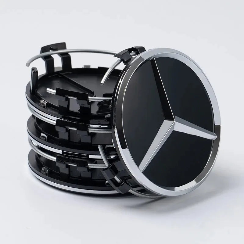 4 Pieces/Set Mercedes Benz AMG Wheel Center Hub Caps 75mm Diameter with Embossed Benz Emblem Tire Rim Covers for W203 W206 W220