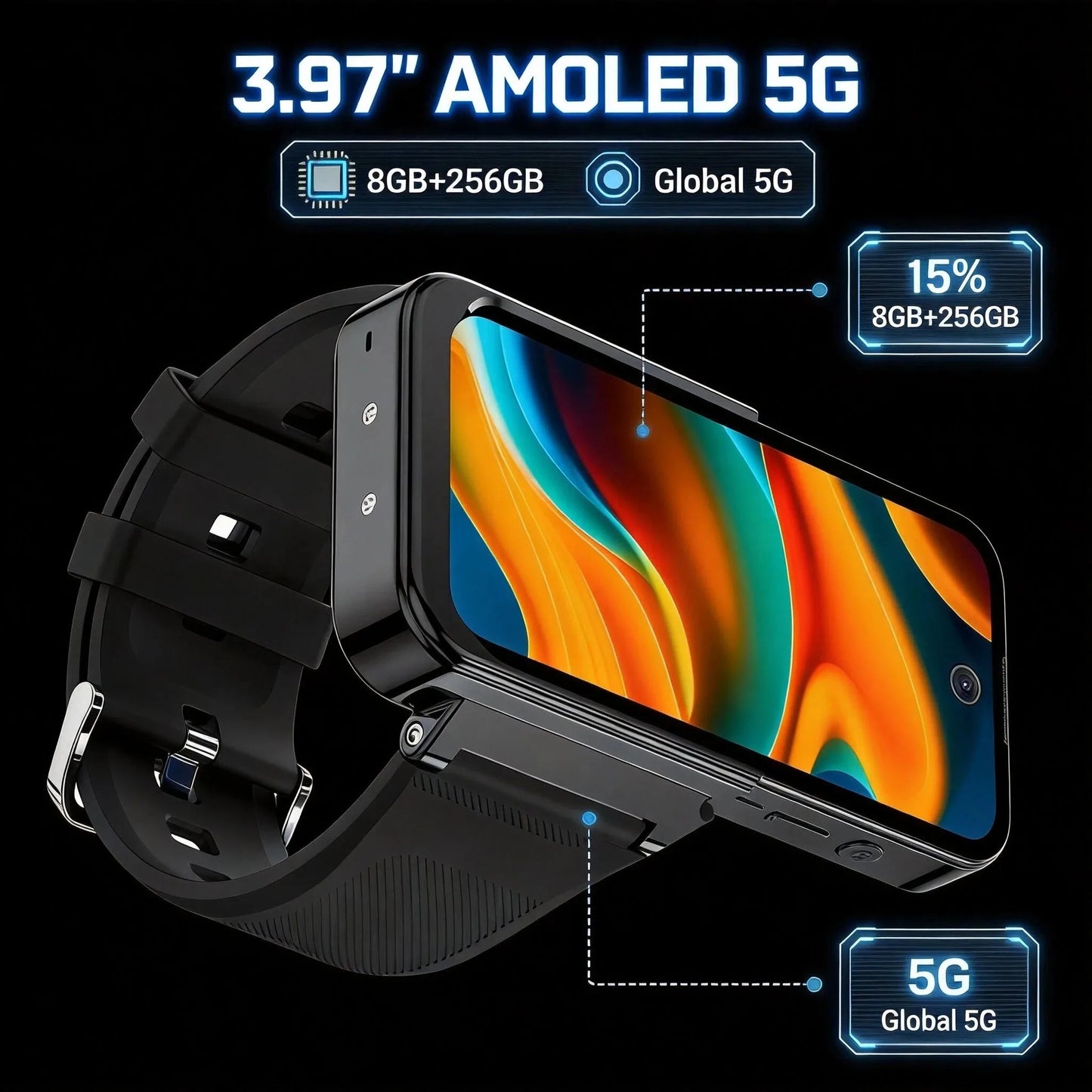 Newest 4G Full Netcom 3.97inch Amoled Larger Screen Smart Watch Mini Phone Globel Version Smartwatch With Dual Camera Sim Card