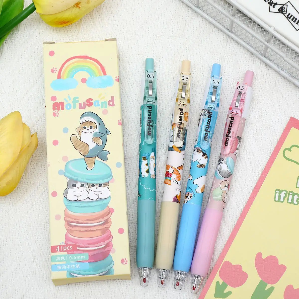 4Pcs Shark Gel Pen 0.5mm Smooth Writing Cute Cartoon Retractable Gel Pens Kawaii Stationery School Office Supplies
