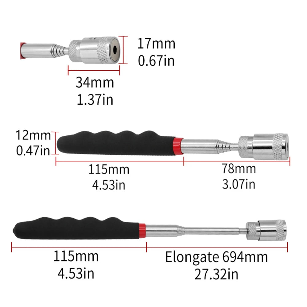 Telescopic Adjustable Magnetic Pick-Up Tools Magnetic Telescopic Magnet Grip Long Pen Telescopic Magnet Stick with LED Light