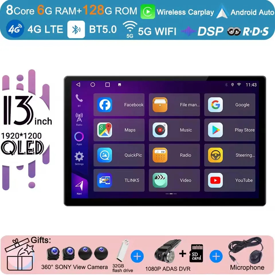 13 inch Android 15 Carplay Auto Car Radio Multimedia For  Chevrolet Silverado 3 GMTK2 2014 2015 2016  2017 2018 Autoradio