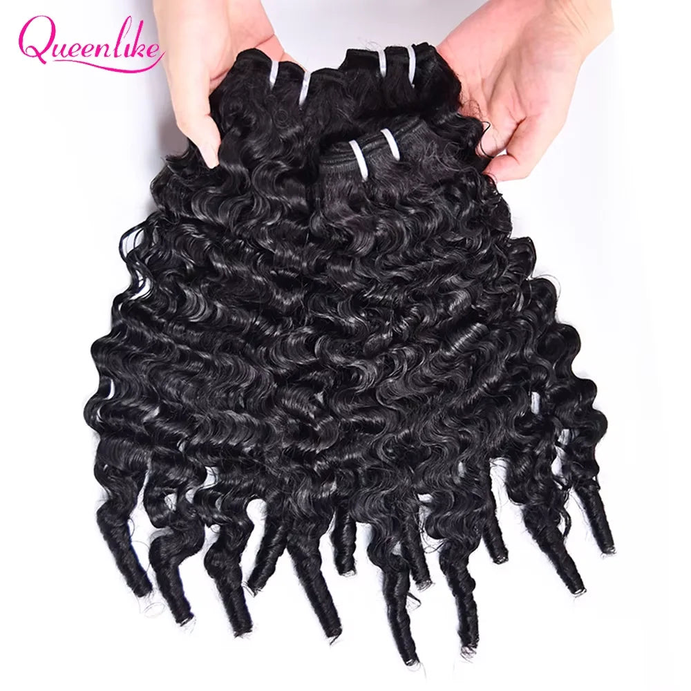 Queenlike Burmese Curly Raw Human Hair Bundles 15A Double Drawn 1/3/4 Bundles Pixie Curly Bundles Human Hair Ocean Spiral Curly