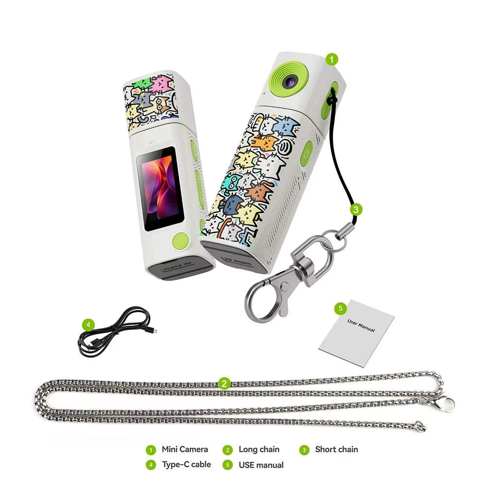 Ourlife 2K Thumb Camera — 230° Flip Lens Mini Keychain Camera