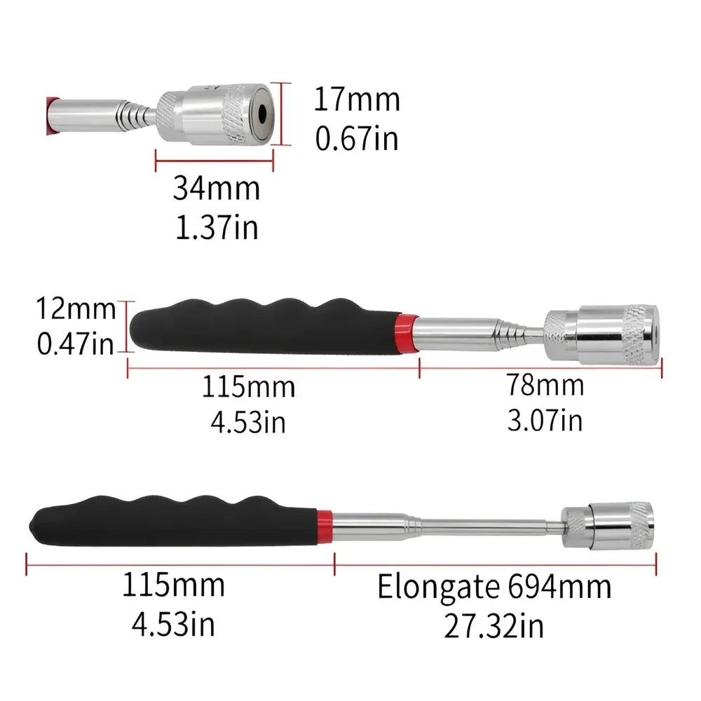 Telescopic Magnetic Pen Extendable Pickup Rod Stick with Light Mini Portable Magnet Pick Up Tool for Picking Up Screws Nut Bol