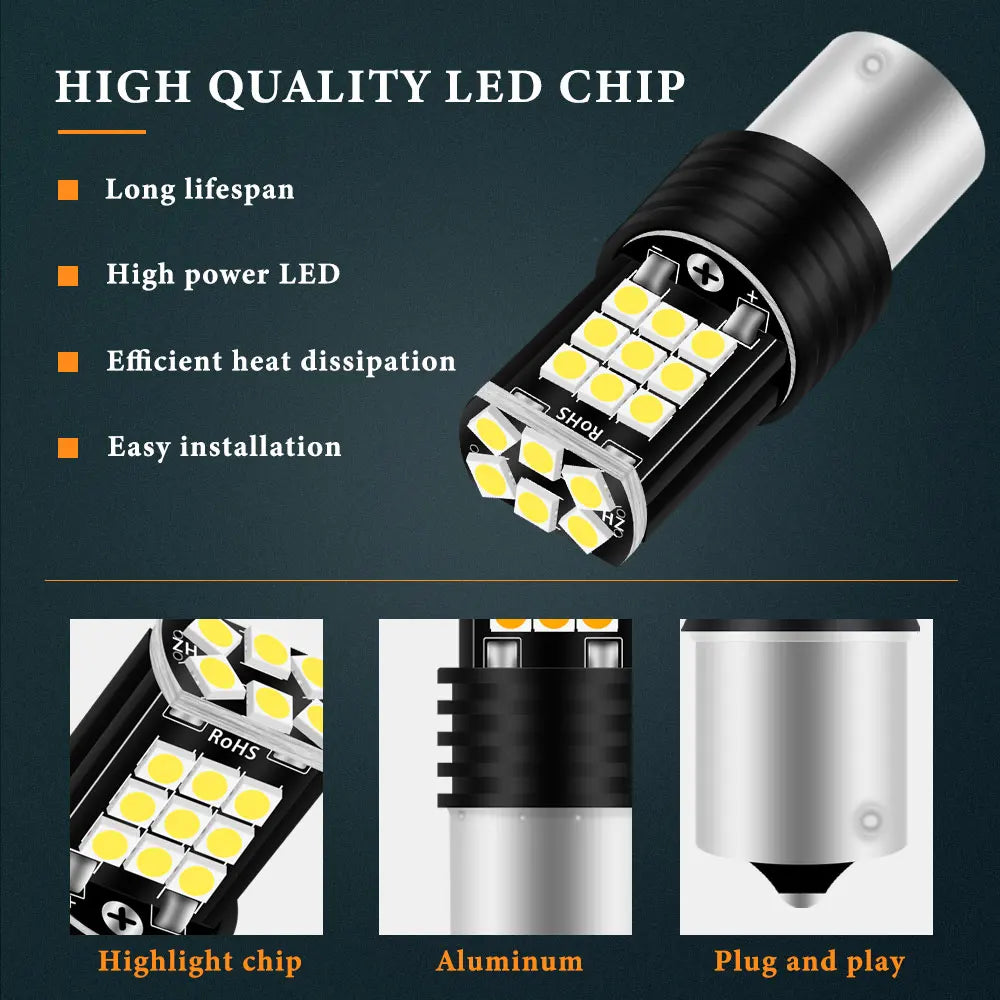 2Pcs T20 7440 Led Turn Signal Light W21W Reverse Light Bulb 3030SMD Universal Car 7443 W21/5W Amber Red Led Brake Light 12V