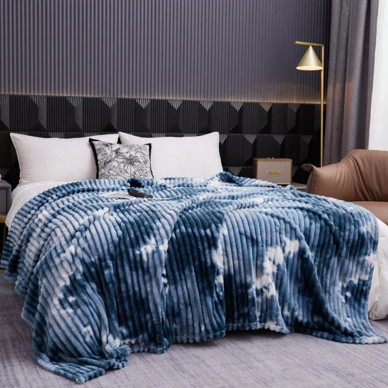 Tie-Dye Flannel Fleece Throw Blanket, Soft Warm Plaid