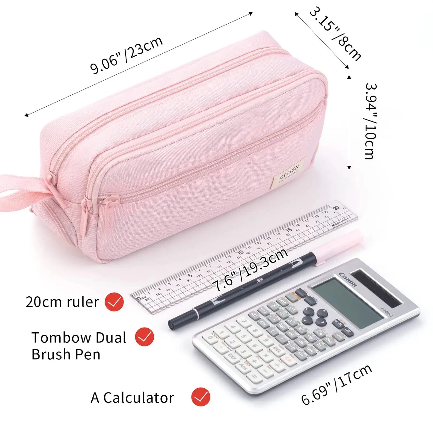 Large-Capacity Zippered Pencil Case Portable Multi-Compartment Pencil Pouch Waterproof and Durable Stationery Storage