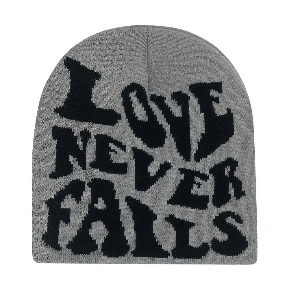 Y2K Letter Knit Beanie, Warm Ski Hat