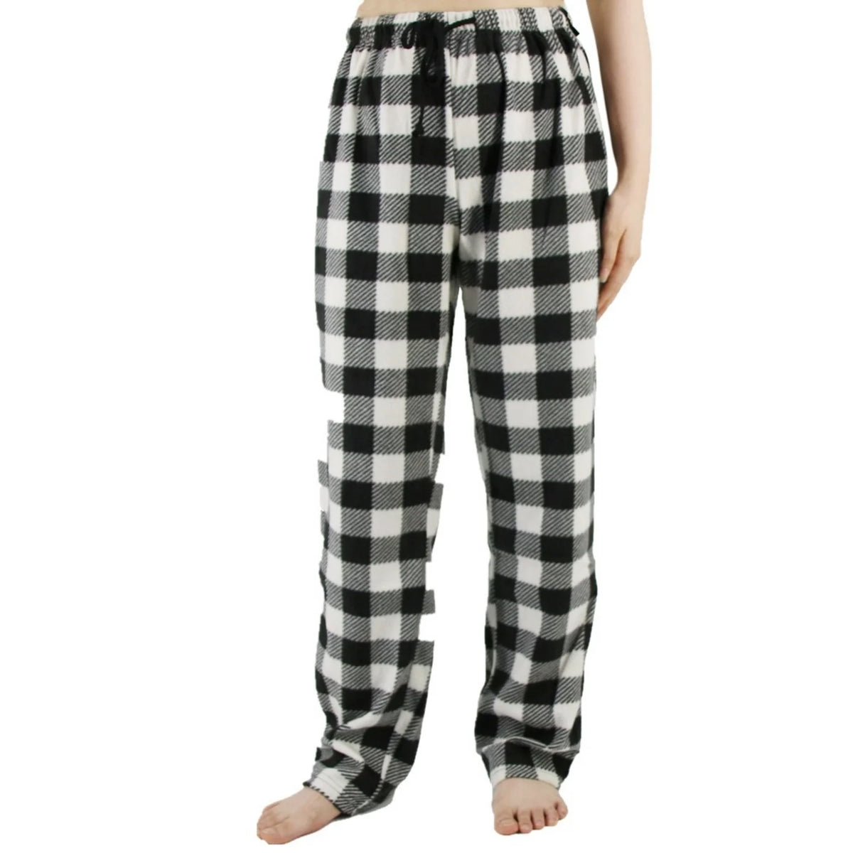 Women's Fuzzy Buffalo Plaid Pajama Pants - Drawstring Lounge Bottoms - photo 8