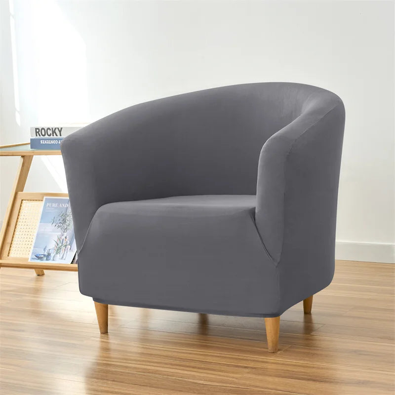 1PC Stretch Club Chair Cover Water Repellent Solid Color Arc Sofa Covers Single Removable Seat Slipcover Hotel Bar Counter Decor