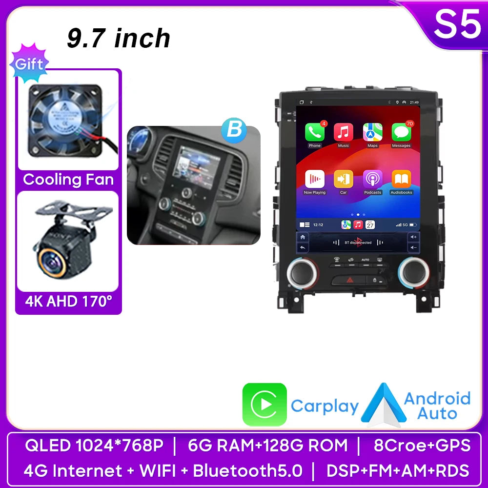 Car Stereo with Apple CarPlay & Android Auto, Compatible with Renault Koleos, Megane 4 & Talisman