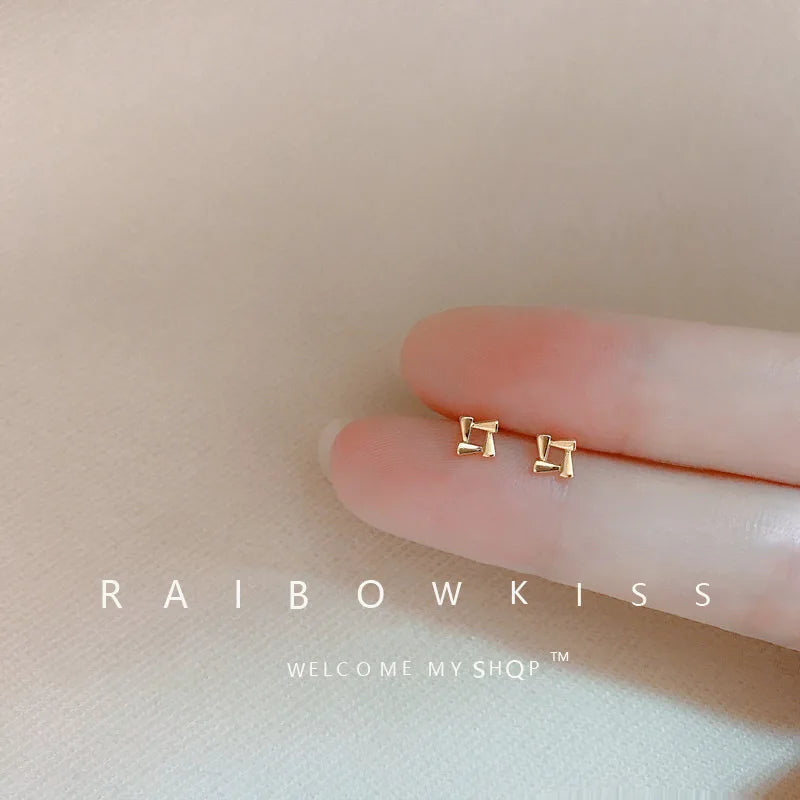 Korean Minimalism Gold Color Small Leaf Butterfly Stud Earrings for Women Hypoallergenic Daily Wear Ear Girls Pierc Gifts