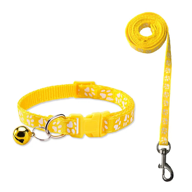 Cat Collar & Leash Set - Cartoon Paw Bell Collar for Kittens – photo 9