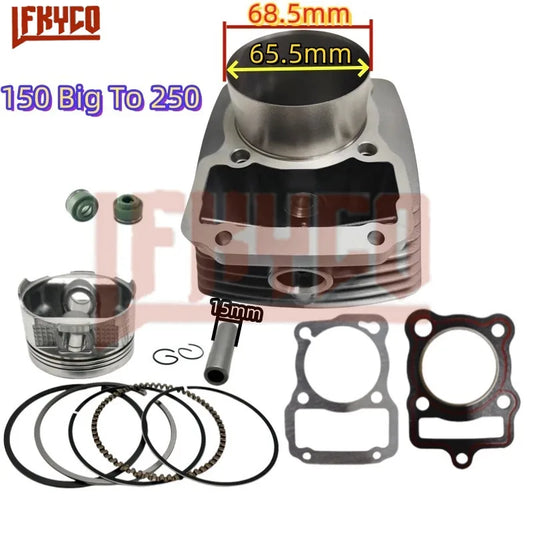 Motorcycle Accessory 65.5mm Engine Part Cylinder Kit 150CC Big to 250CC Bore Motor for CG150 ZJ150 ZJ CG 150 Equipment Motoblock