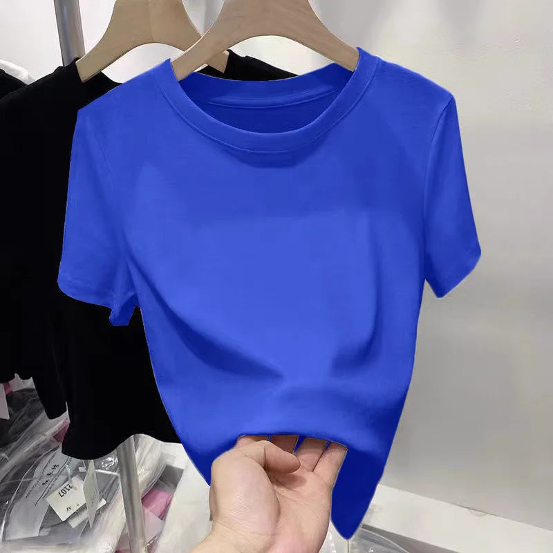 Women's plain cotton t-shirt - view 10
