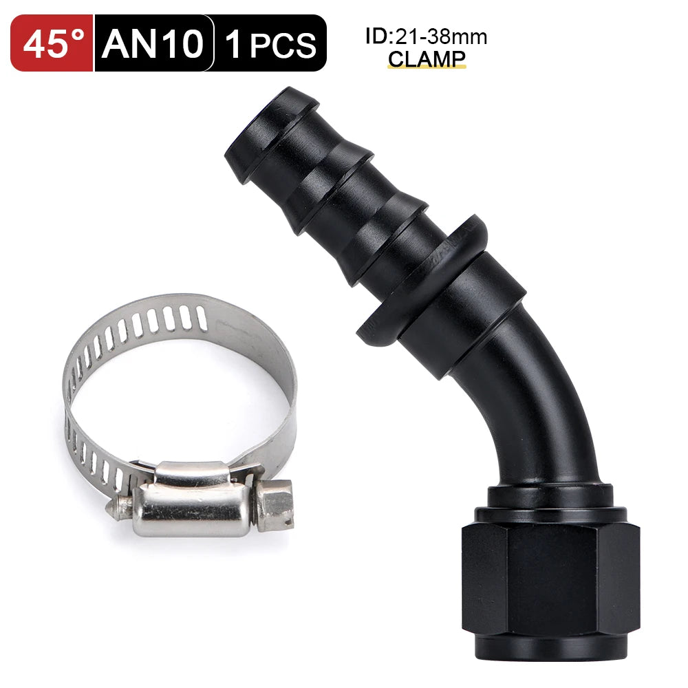 Universal AN6 AN8 AN10 Push-on Hose End Fittings Fuel Oil Cooler Hose Fitting 0 45 90 180 Degree Reusable Connection Adapter