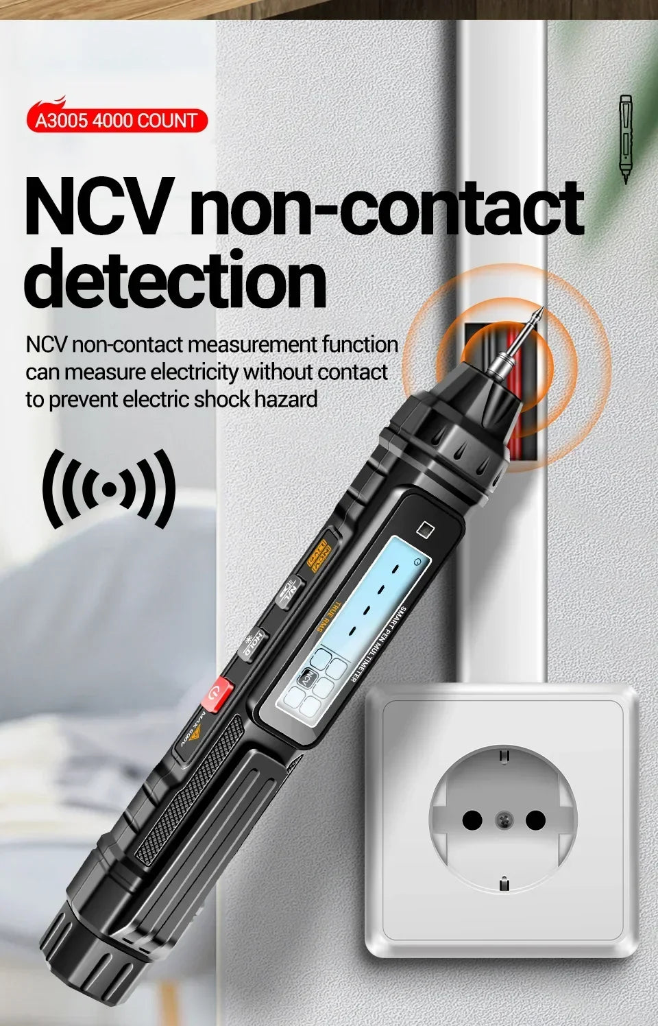 A3005+B20 Digital Multimeter Professional Insulated Voltage Test Pen Non-Contact AC/DC VoltageTester Double Head Screwdriver
