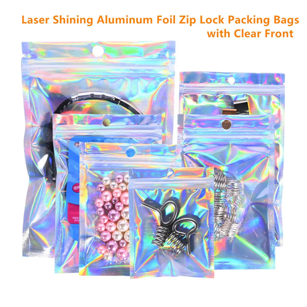 100pcs Aluminum Foil Zip Lock Bags – Food Grade Silvery Mylar Resealable Pouches for Snacks, Herbs & Gift Packaging