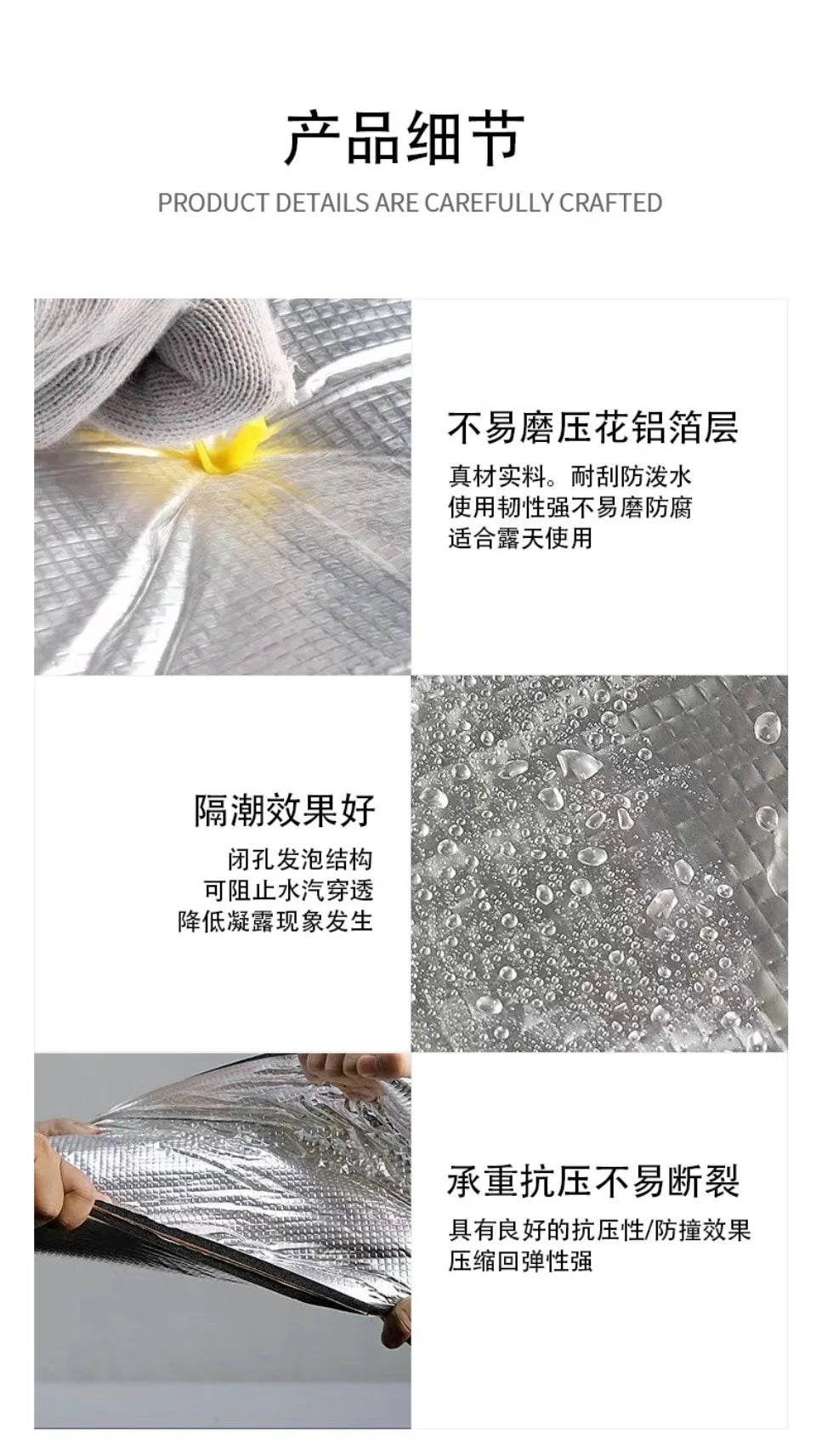 Self-Adhesive Aluminum Foil Insulation Roll Heatproof Soundproof and Noise Reduction for Car RV Foam Floor Roof Pipe Insulation
