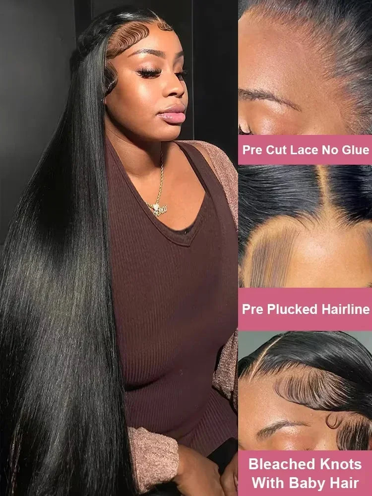 40-46 inch Bone Straight Lace Frontal Wig | 13x4 13x6 HD Human Hair