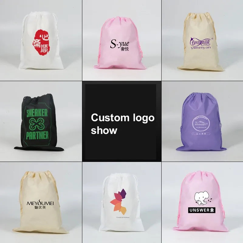 StoBag Non-woven Drawstring Bags Shoe Clothes Storage Fabric Portable Reusable Travel Organizer Pouches Custom Logo(Extra Fee)