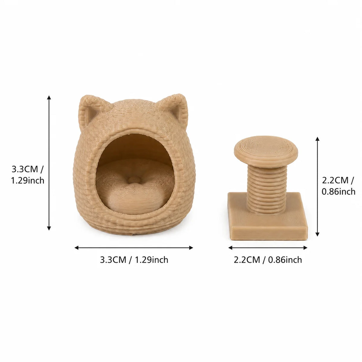 Set of 2 Miniature Cat Beds, Cat Tree Model—Perfect for Miniatures Enthusiasts and a Creative Gift for Cat Lovers.