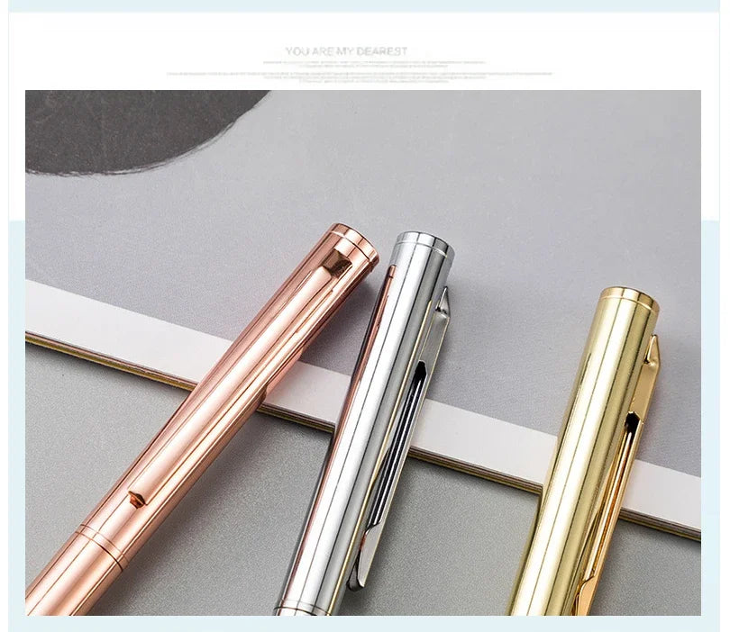 20-200 Pens New Slim Metal Ballpoint Pens Rose Gold Custom Logo Advertising Lettering Engraved Name School Office Supplies Gifts