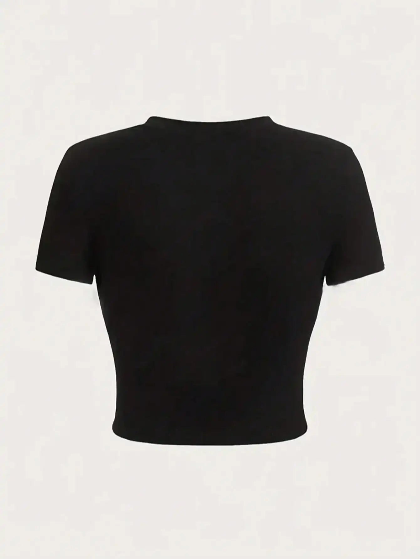 Women's Fitted Letter Print T-Shirt — Short Sleeve Crew Top