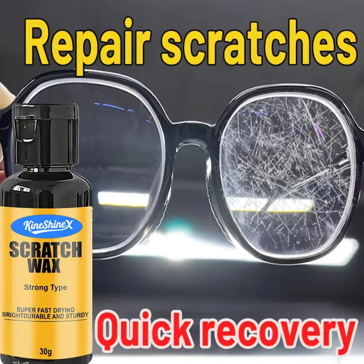 Glasses Restoration Resin: Repair cream for repairing glasses scratches, yellowing and wear, lens repair, automotive glass