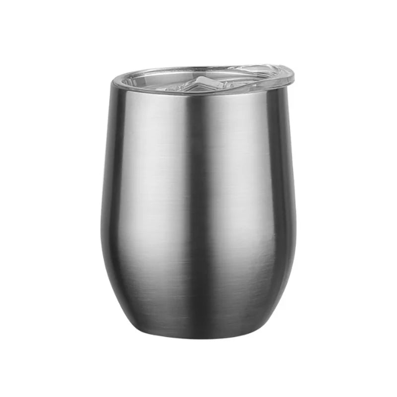 12OZ Wine seal Cover Custom Logo Mug Vacuum Insulated Thermos Garrafa Termica  Egg Shape Coffee Tumbler  Wine Beer  With Lid