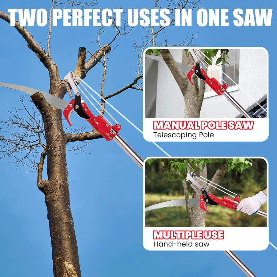 MMAlto High Altitude Bypass Pruning Shear – Telescopic Pole Pruner with Saw & Hedge Clipper | 65Mn Steel | Anti-Slip Ergonomic Handle