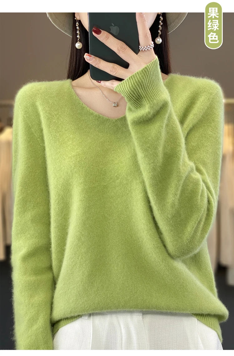 Women's Merino Wool V-Neck Sweater