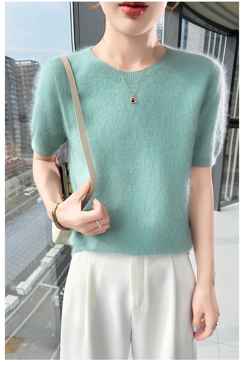 Women's Short Sleeve Knit Sweater Top