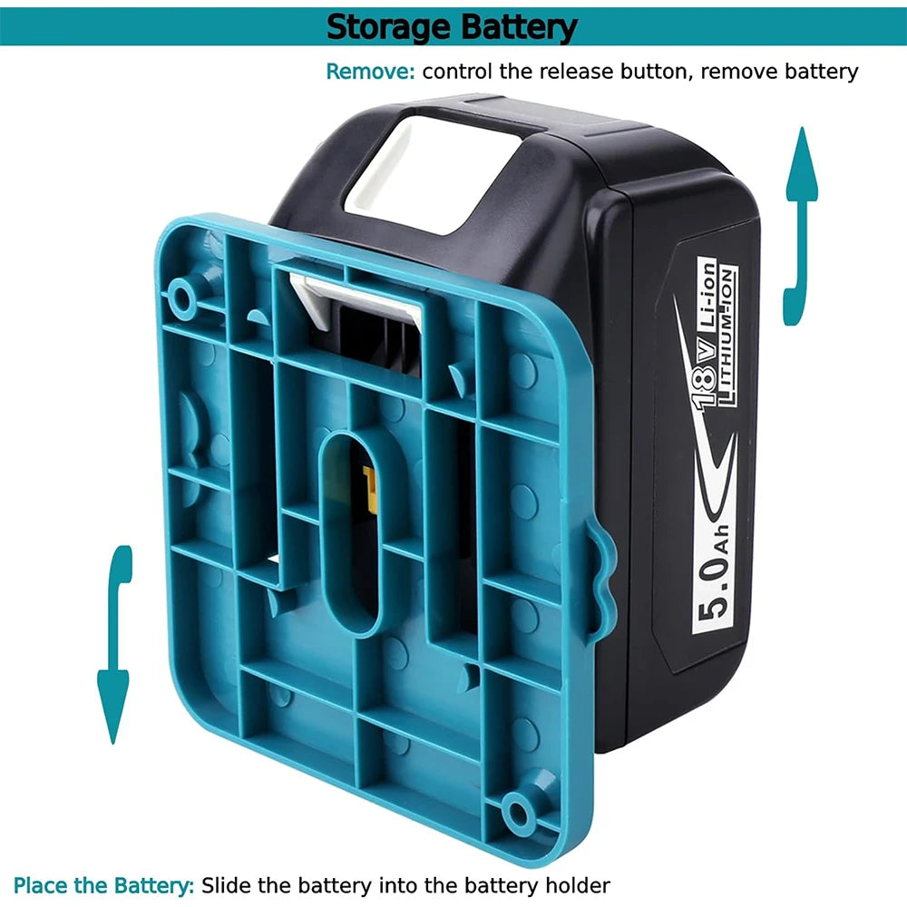 5PCS Battery Holder for Makita 18V Li-ion Battery Tools Machine Holder Storage Rack Wall Mount for BL1860 BL1850(No Battery)