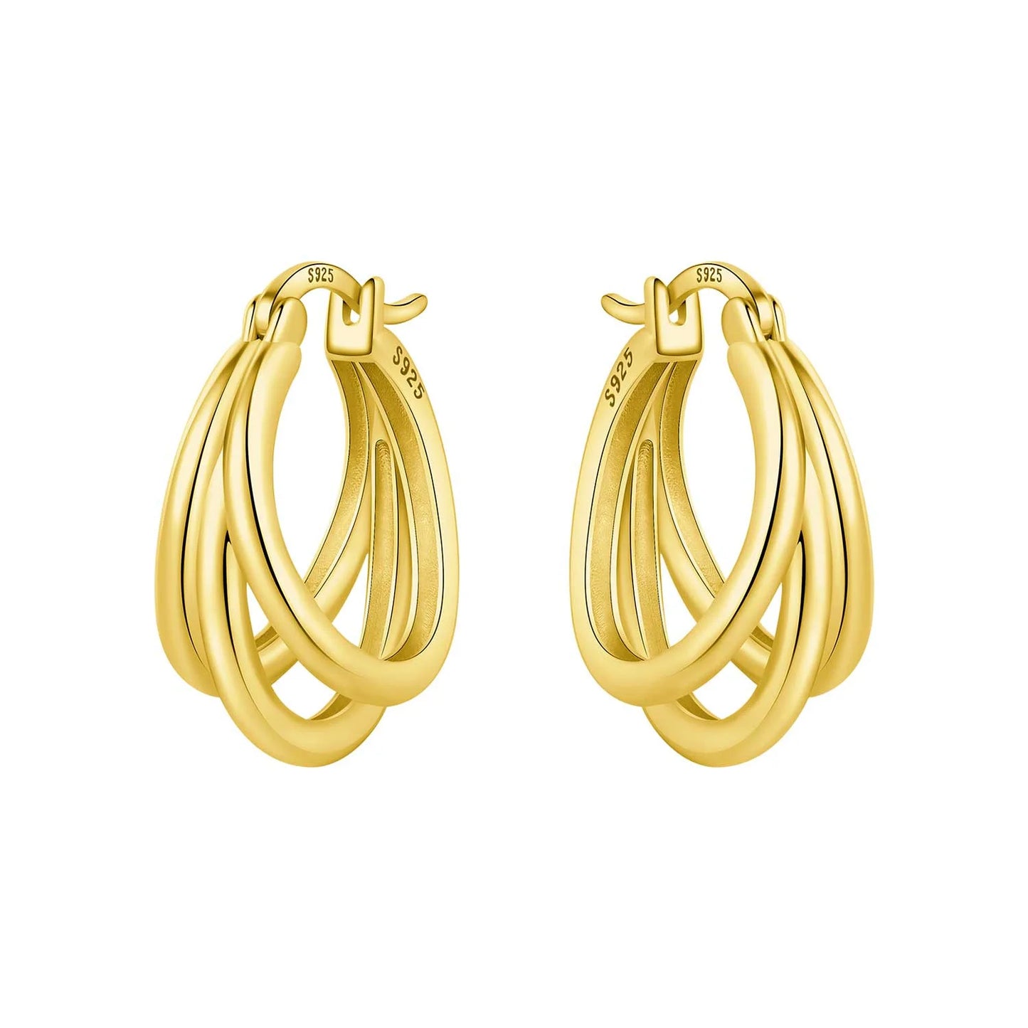 Original 2026 S925 Sterling Silver Zircon 18K Gold Lining Vintage Hoop Earrings for Women Birthday Party Wedding Gift Jewellery