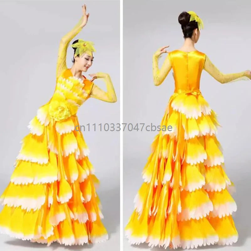 Women's big swing petal flamenco dress