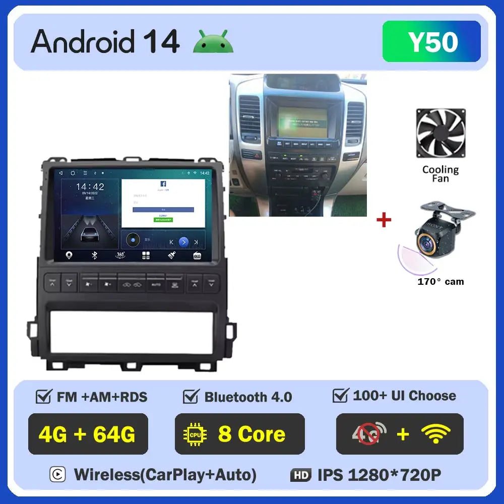 Android Car Stereo for Toyota Land Cruiser Prado & Lexus GX470 (2002–2009) — CarPlay, GPS Navigation, Multimedia