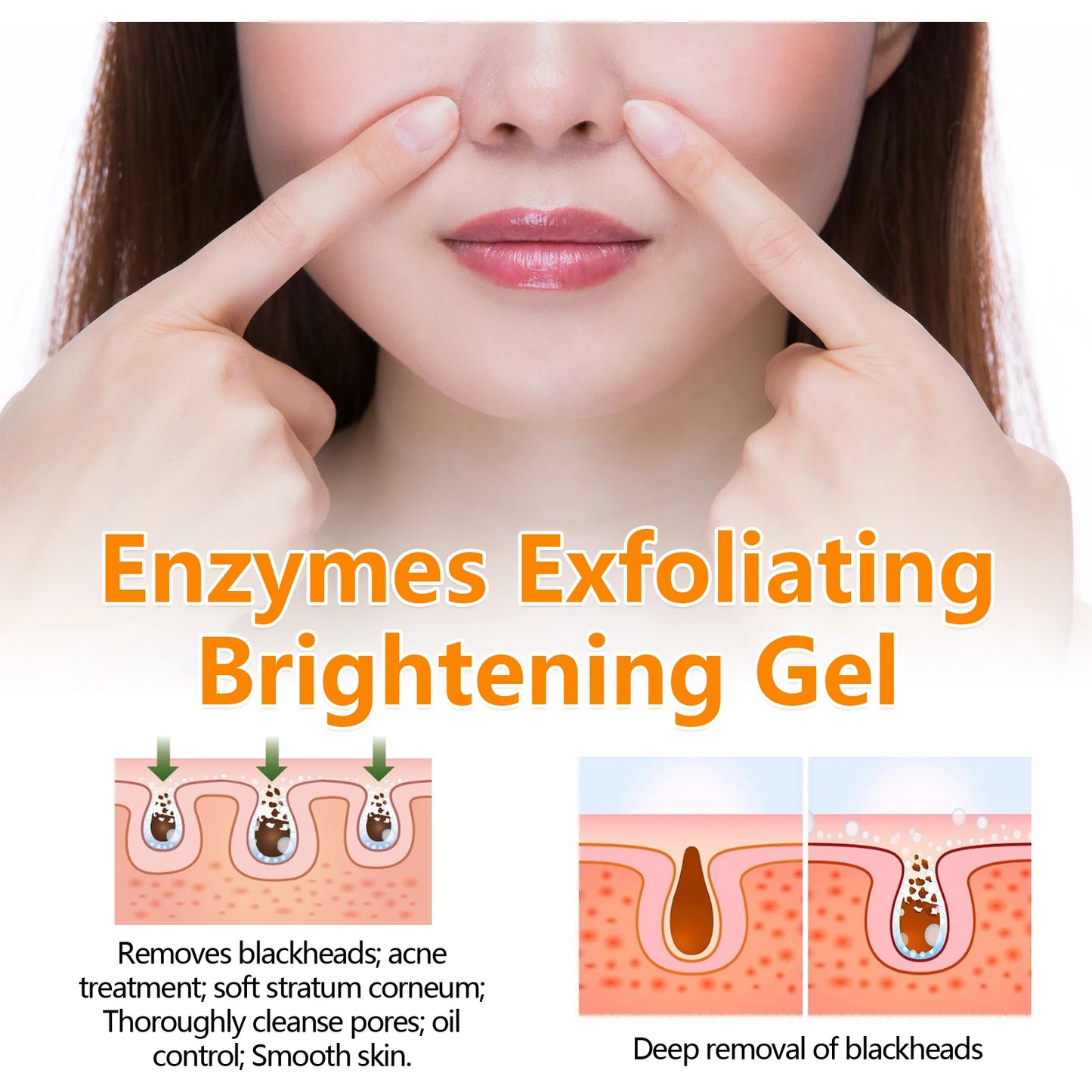 Exfoliating Blackhead Gel with Protease&Niacinamide Pore Purifying &Brighten skin tone,Ascorbic Acid,Gentle Dead Skin Remover.