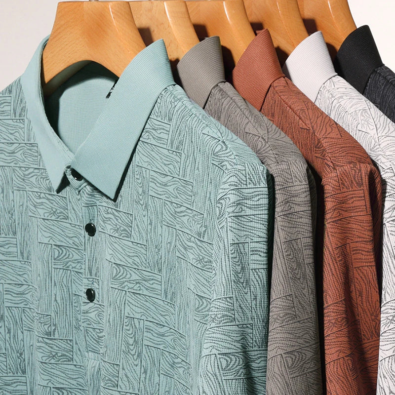 2026 Summer New Men's Business Print Short Sleeved POLO Shirt Comfortable and Cool Casual Fashion T-shirt