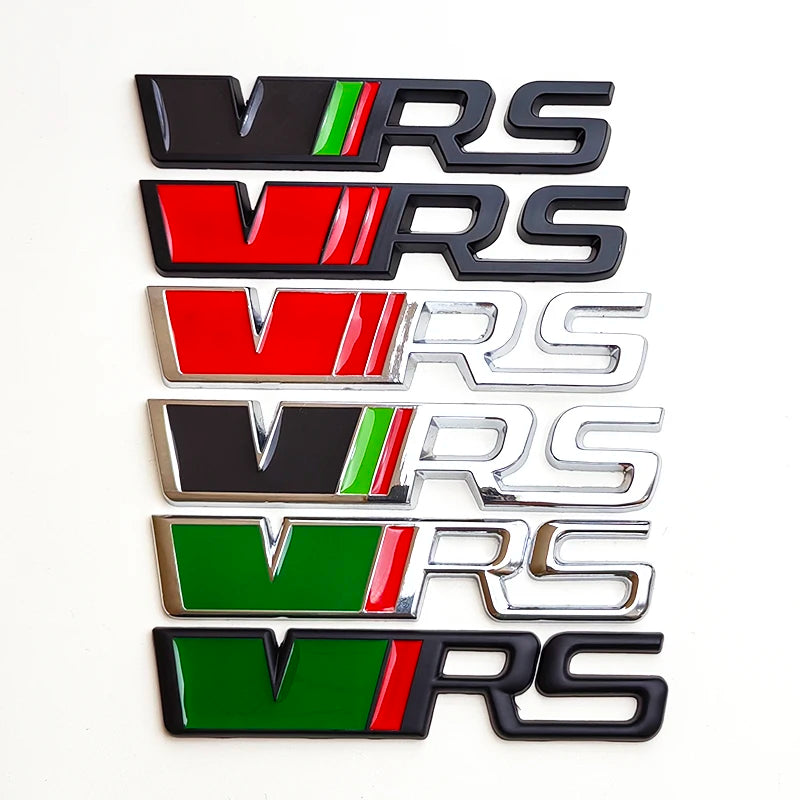 3d Metal RS Logo VRS Car Front Grill Emblem Rear Trunk Badge for Skoda VRS Octavia 1 2 3 Rapid Kodiaq Karoq Fabia Kamiq Superb