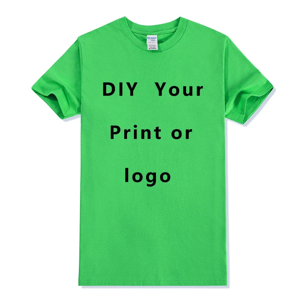EU size 100% pure cotton custom T-shirt front and back team school uniform store logo text photo for men's personalized high-end