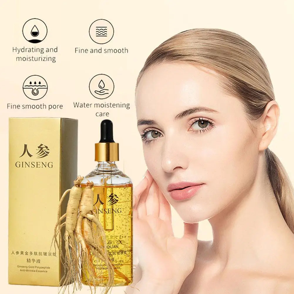 Ginseng Gold Polypeptide Essence Anti-Wrinkle Moisturizing Face Serum Deep Nourishing Skin Care Brightening Firming Facial Care
