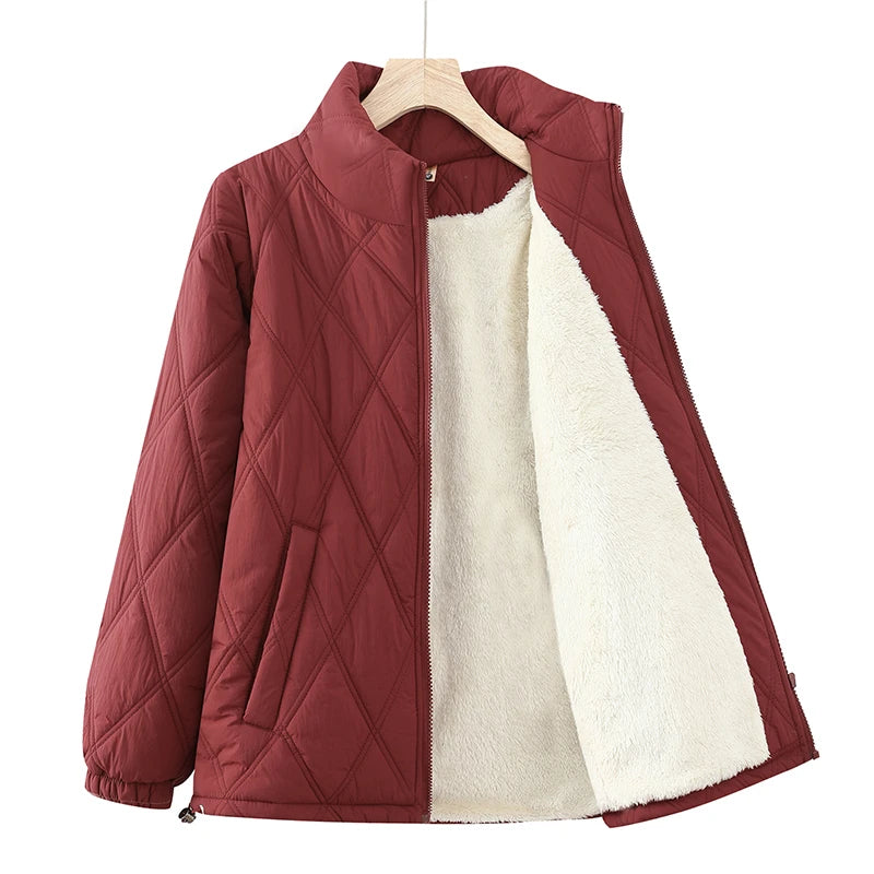 Women's Thick Fleece Short Jacket - Stand Collar Winter Top - photo 2