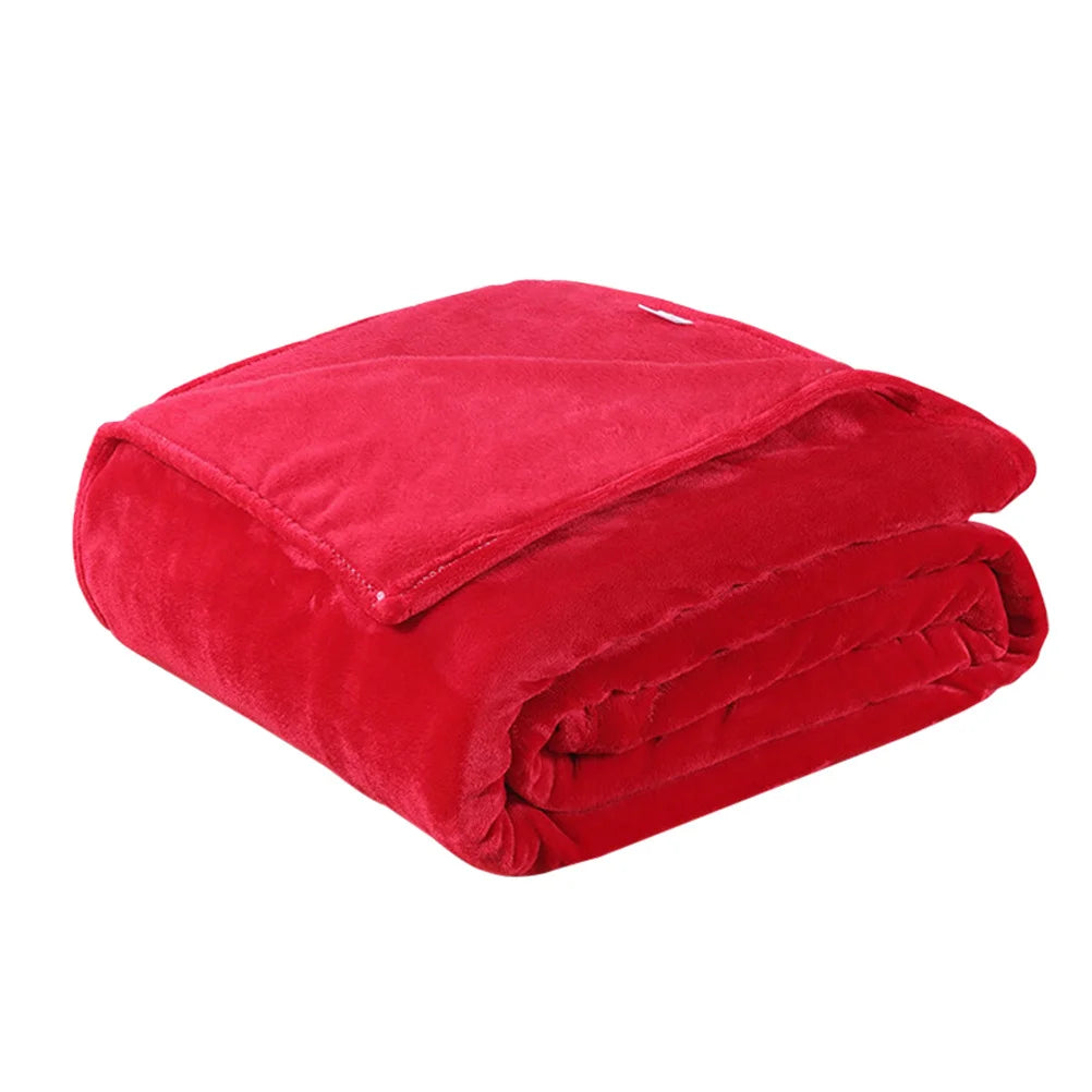 Red Flannel Fleece Throw Blanket - 70x100cm Warm Winter Bed Blanket - photo 4