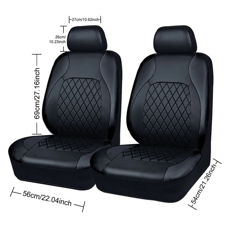 All-Season Quilted PU Leather Car Seat Cover, Waterproof Set